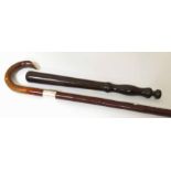 A late 19th century policeman's truncheon and presentation walking stick to Superintendant T. Cook