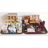 Dolls house furniture (four trays) We cannot do condition reports for this sale.