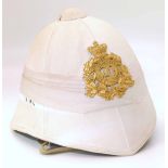 Pith helmet bearing 24th regiment badge (Honi Soit Qui Maly Pense) made by Native and Craftsman zulu