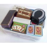 An assortment selection of playing cards, cigarette cards, dominoes and various games We cannot do