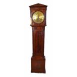 An 18th century mahogany longcase clock. With triangular pointed pediment, engaged pillasters and