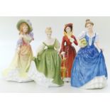 Four Royal Doulton figures of ladies