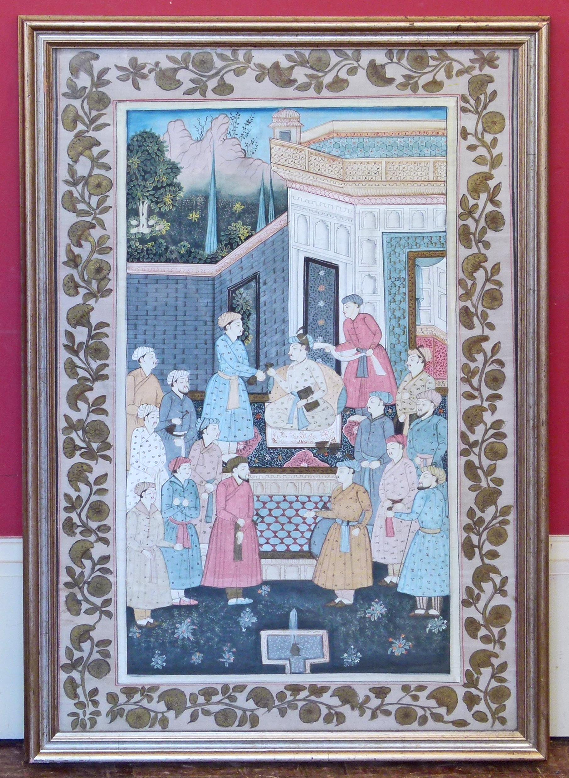 An Indian painting on silk of family ceremony