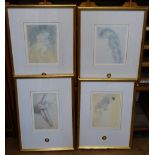 Four gilt framed nude study prints bearing Clive Christian medallion