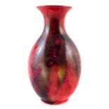 Royal Doulton flambÃ© vase, decorated with mottled yellow and red glazes, 16cm high