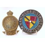 Royal Auto-mobile Club badge and Nantwich & District Motor Club badge (2).