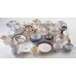 A collection of 19th century tea bowls/ tea cups and saucers together with various odd pieces, one