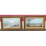 A. Drinkwater, 19th/20th century- Lake scenes- Oil on canvas in gilt frames (2)