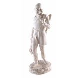 Minton Parian figure of a Canadian Trapper , late 19th century, 58cm high