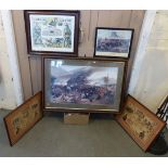 A large framed print "Rorkes Drift" and smaller prints of "Isandhlwana", "Colenso" "Spion Kop"