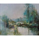 George Thompson (b.1934), "Canal at Christleton near Chester", signed, titled and dated '79 on