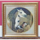 Gilt framed oileograph "Stable Companion" by Herring. Unfortunately we are not doing condition