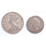 James II silver twopence, 1688 and Queen Anne silver threepence, 1710 (2).