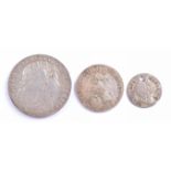 William & Mary silver halfcrown, George III silver marriage medal and William & Mary fourpence (3).