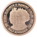 2012 Diamond Jubilee Gibraltar gold half sovereign (boxed).