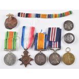 WW1 Military Medal group of four, together with album of related photographs and militaria.