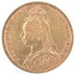 1889 Queen Victoria gold sovereign.