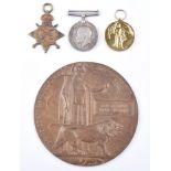 Trio of World War One medals, newspaper cutting, three letters and a photograph.