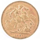 1887 Queen Victoria gold sovereign.