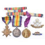 A World War One trio of medals awarded to 13500 PTE. C. LOWELL S. STAFF. R.