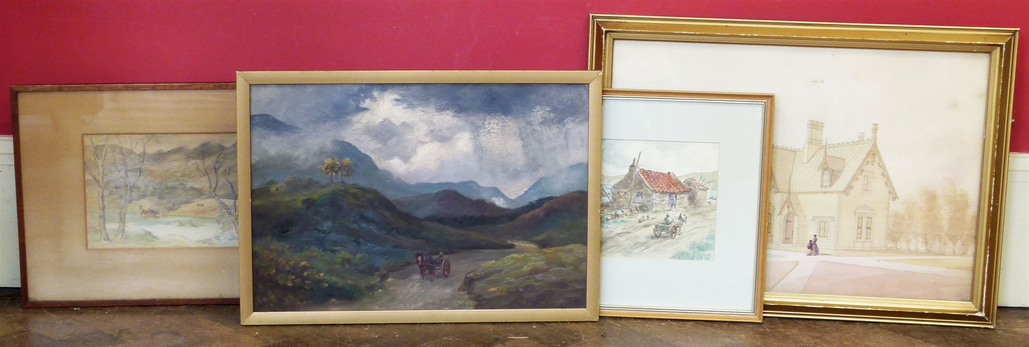 Three paintings by Robert W. Napier (1876- 1962) to include "Road To The Issues" oil and two