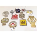 A collection of eleven car badges to include RAC full members type 14 1969-1975, 1990's Member