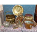 A quantity of mixed brass, copper and other metal ware and stones etc. Unfortunately we are not