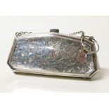 Silver purse. bright cut decoration monogram "KMG" Unfortunately we are not doing condition