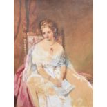 John Faed R.S.A. (Scottish, 1819-1902), Portrait of a seated lady, signed, watercolour, 43 x 33cm,