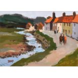 Donald McIntyre R.I., R.Cam.A., S.M.A. (1923-2009), "Village by a Stream", initialled, titled on