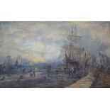Stephen Frank Wasley (1848-1934), Harbour scene, signed, indistinctly titled on verso, oil on