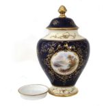 Coalport potpourri lidded vase circa 1900 signed E.O. Ball, with interior cover, painted with a