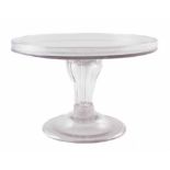 Georgian glass tazza, with folded foot, moulded fluted stem 25.5cm diameter