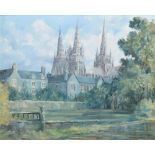 Ivan Taylor (1946-), "Lichfield Cathedral", signed and dated '82, oil on board, 65.5 x 81cm, 25.75 x