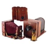 J. Lancaster Instantograph mahogany half plateÂ camera, with Thornton Pickard time and