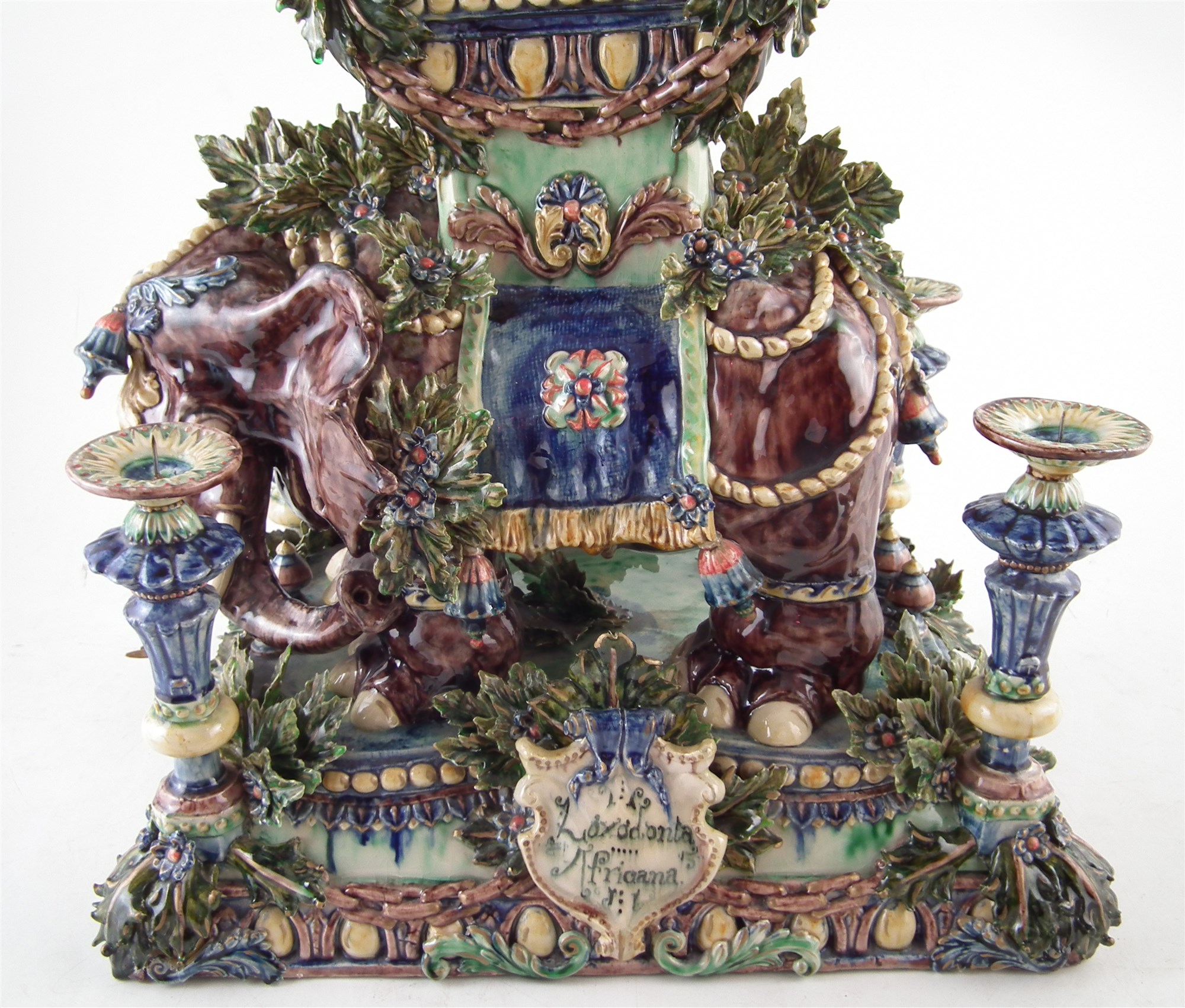 Peter Weldon Majolica elephant samovar "Loxodonta Africana", the elaborate vessel with winged - Image 18 of 20