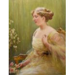 George Hall Neale (British, 1863-1940), Portrait of Mrs J. Watson Hughes, signed, titled on label