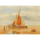 William Joseph J.C. Bond (1833-1926), Beach scene with figures, signed, oil on board, 22 x 31cm, 8.