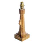 Robert "Mouseman" Thompson table lamp of pillar form with trademark mouse, height 26cm (10"). Now