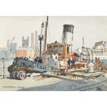 Harry Hudson Rodmell R.S.M.A. (1896-1964), "Dock Scene, Hull", signed and annotated 'Demonstration