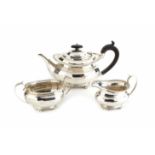 3 piece silver tea set by S Blanckensee & Son Ltd, consisting teapot, milk jug and sugar bowl,