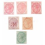 GB QV mint selection of 1873-83 surface printed issues to 1/- (six stamps in all).