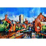 Olivia Pilling (1985-), "Bridgewater Canal, Manchester", initialled, titled on verso, acrylic on