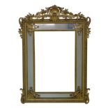 A good mid 19th century rectangular cushion mirror, highly decorative gesso frame, with egg and dart