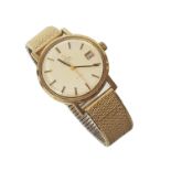 Gent's vintage 1970's Omega De Ville 9ct gold wristwatch , round white metal dial with date