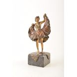 A 19th century bronze of an exotic dancer by Franz Bergman, the cold painted figure stands on a
