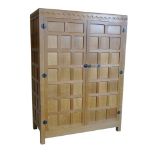 Robert "Mouseman" Thompson two door wardrobe, each door with twenty panels, opposing ends with