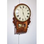 An early 19th century mahogany drop-dial wall clock by Gill & Son, Aberdeen, carved scroll