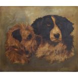 English School, early 20th century, Portrait of a spaniel and a Norfolk Terrier, indistinctly