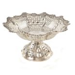 Victorian silver dish , pierced and repousee decoration, applied floral border, plain polished